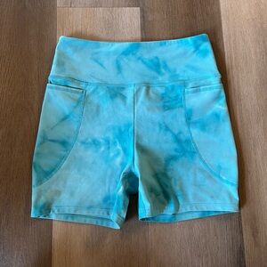EUC JoyLab Aqua Tie-Dye Biker Shorts